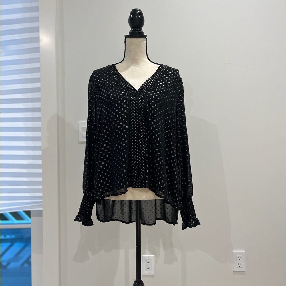 All Saints Black and White Polka Dot Blouse